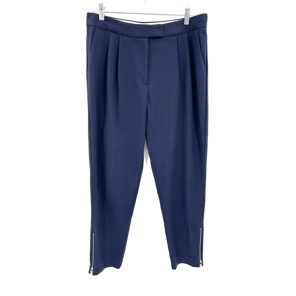 WILFRED *Flawed* Navy Blue Pleated Ankle Zip Tapered Trouser Dress Pants Size 8
